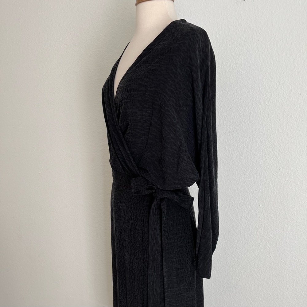 UNDRESS Lithuania ( NWT) | XS/S Maneli Cupro Black Midi Wrap Dress - Picture 8 of 12
